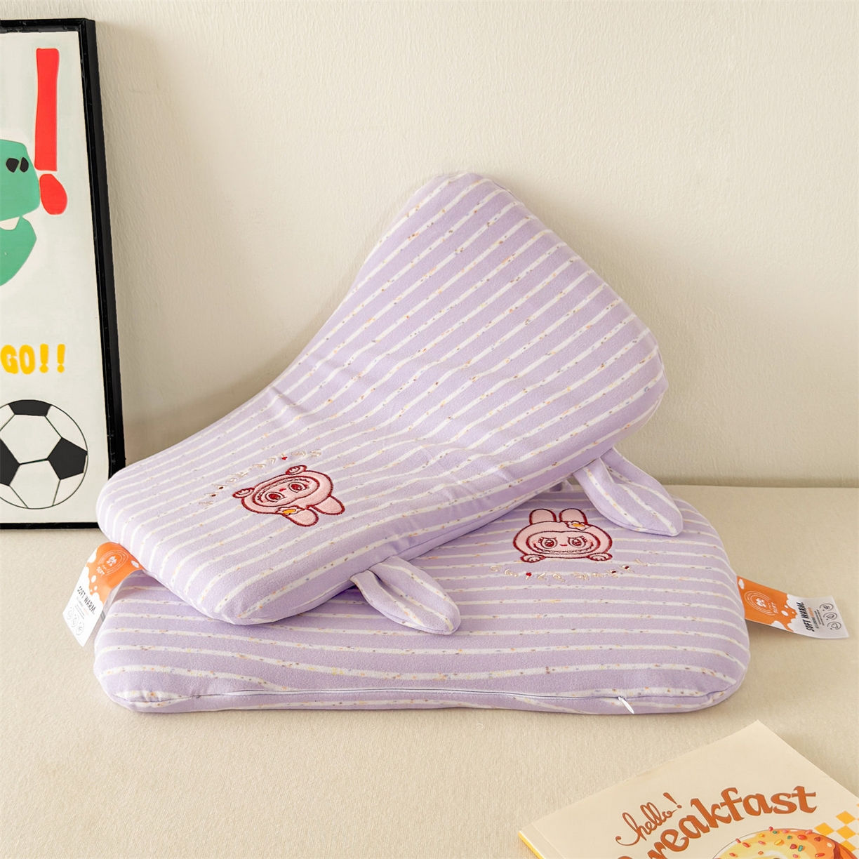 91家纺网 家纺一手货源 找家纺 麦肯锡 2025新款卡通刺绣婴童记忆枕  枕头枕芯 紫色/只