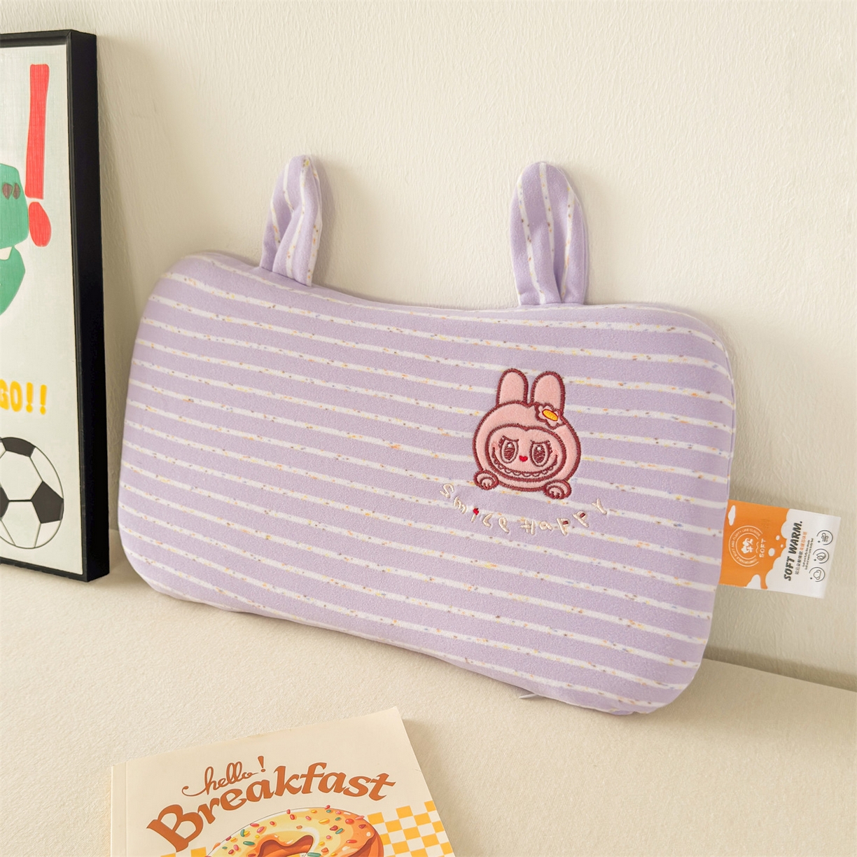 91家纺网 家纺一手货源 找家纺 麦肯锡 2025新款卡通刺绣婴童记忆枕  枕头枕芯 紫色/只