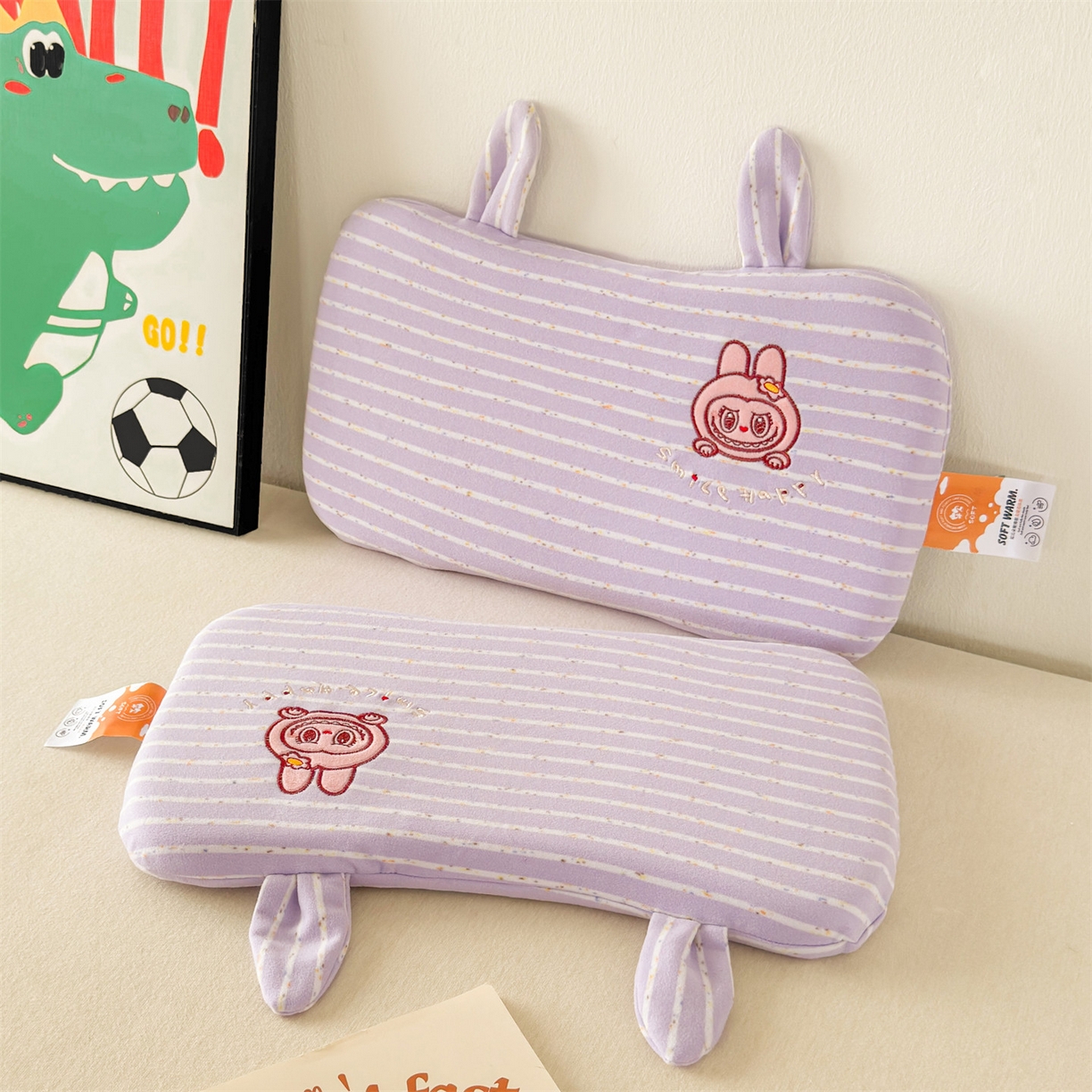 91家纺网 家纺一手货源 找家纺 麦肯锡 2025新款卡通刺绣婴童记忆枕  枕头枕芯 紫色/只