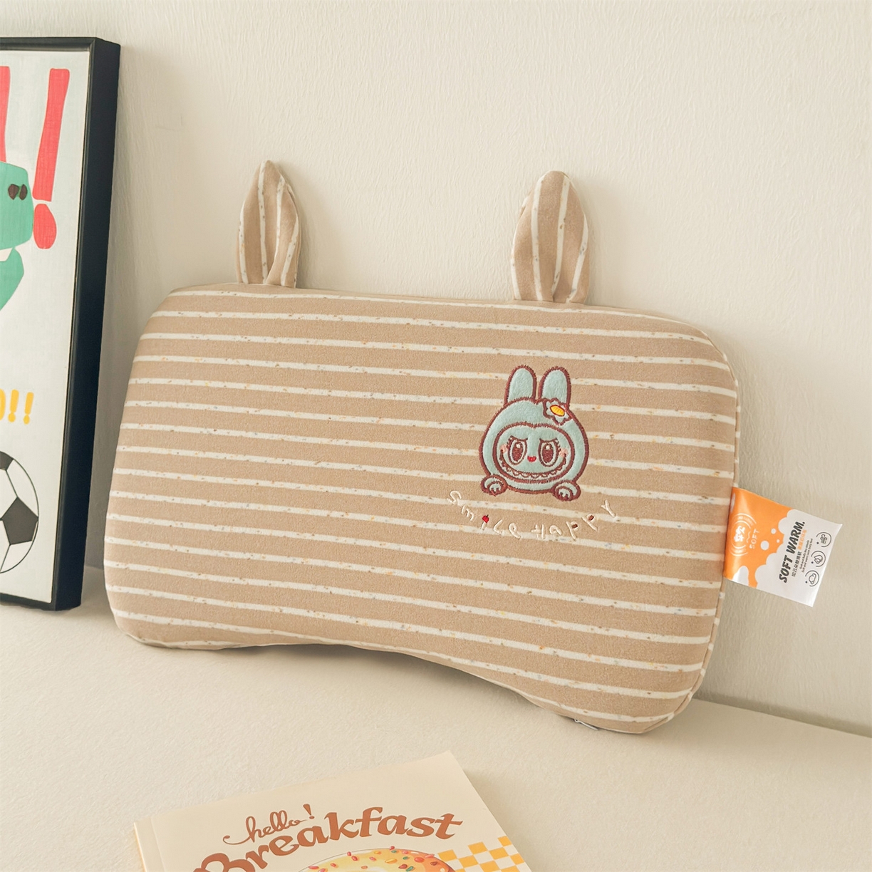 91家纺网 家纺一手货源 找家纺 麦肯锡 2025新款卡通刺绣婴童记忆枕  枕头枕芯 豆沙/只