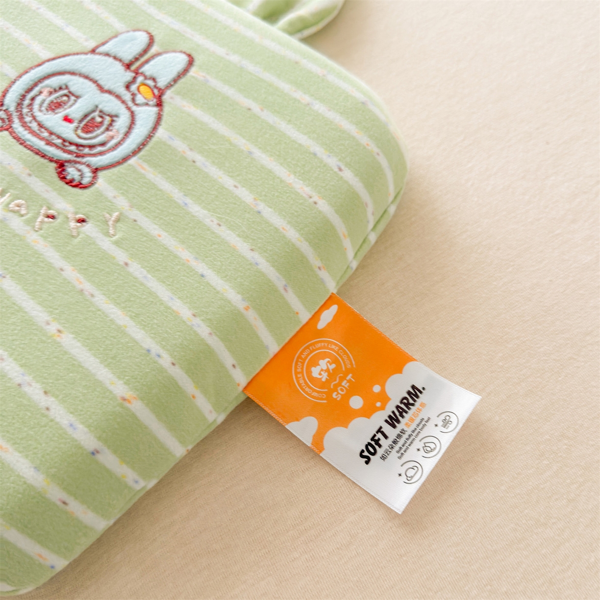 91家纺网 家纺一手货源 找家纺 麦肯锡 2025新款卡通刺绣婴童记忆枕  枕头枕芯 绿色/对