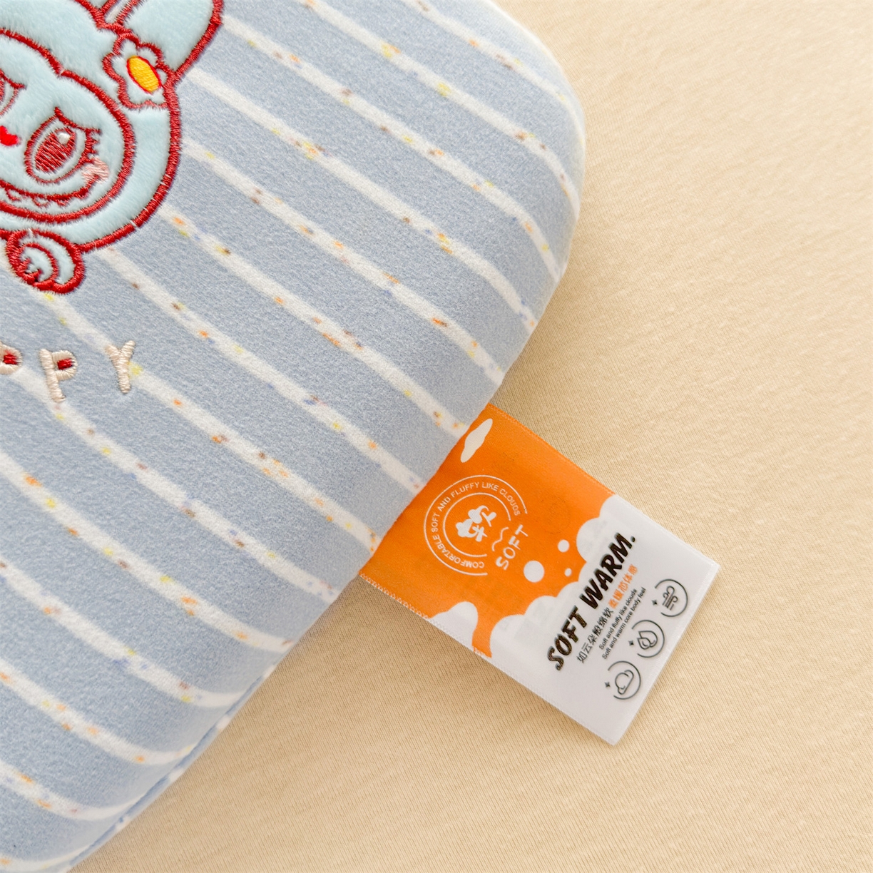 91家纺网 家纺一手货源 找家纺 麦肯锡 2025新款卡通刺绣婴童记忆枕  枕头枕芯 蓝色/只