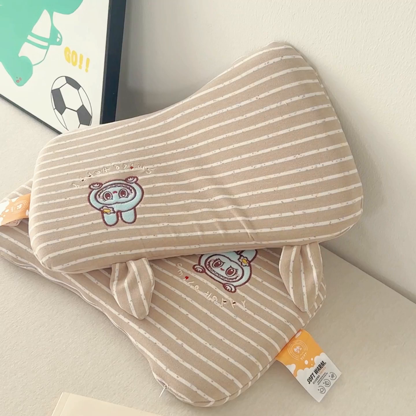 91家纺网 家纺一手货源 找家纺 麦肯锡 2025新款卡通刺绣婴童记忆枕  枕头枕芯 豆沙/对