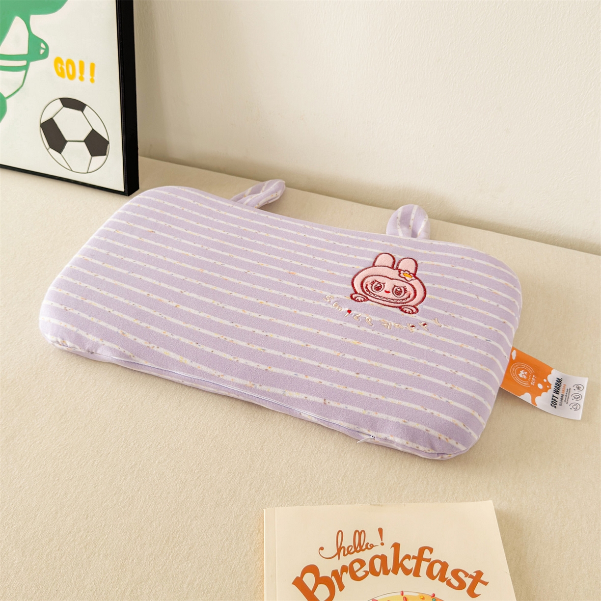 91家纺网 家纺一手货源 找家纺 麦肯锡 2025新款卡通刺绣婴童记忆枕  枕头枕芯 紫色/对