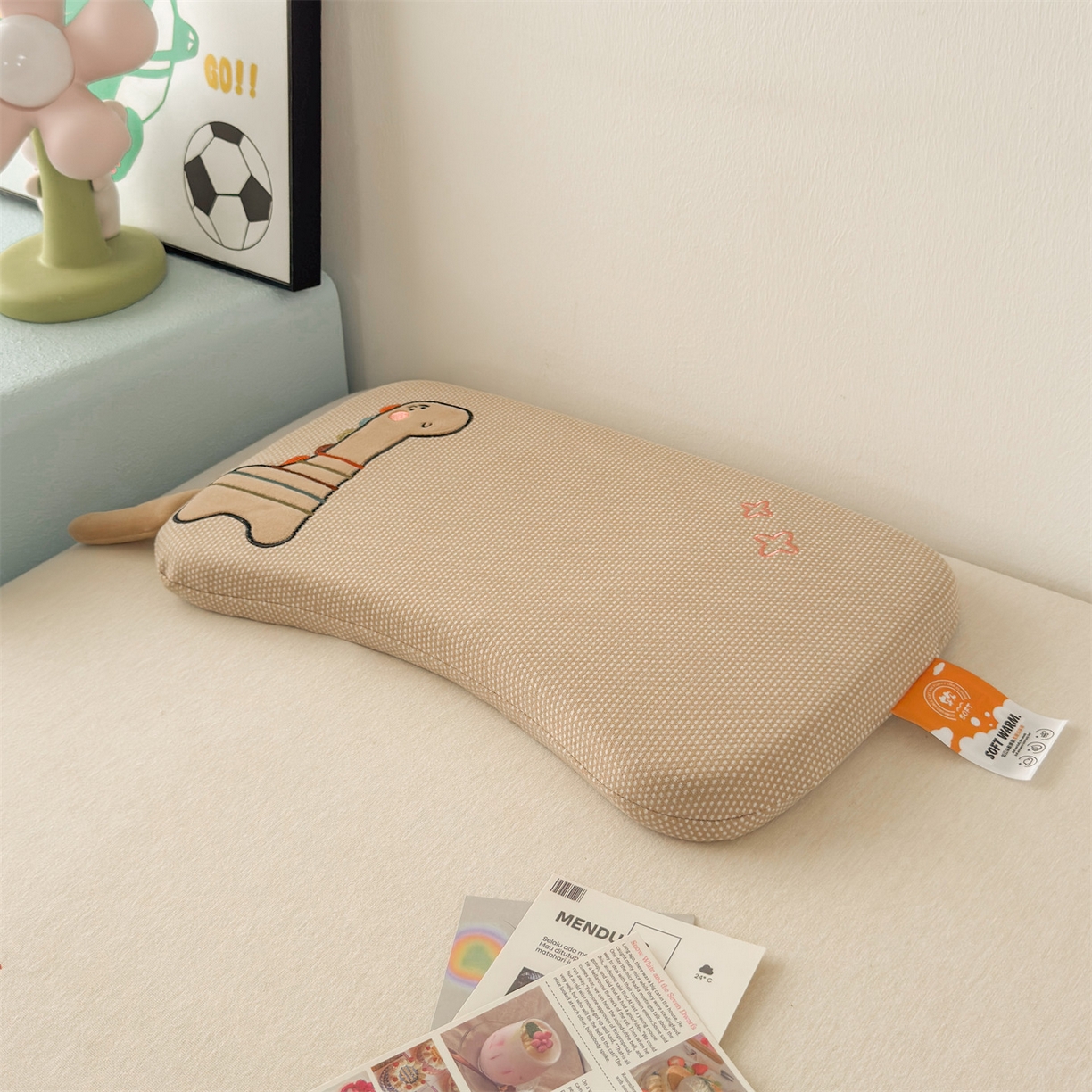 91家纺网 家纺一手货源 找家纺 麦肯锡 2025新款卡通小恐龙婴童记忆枕 枕头枕芯 咖色/对