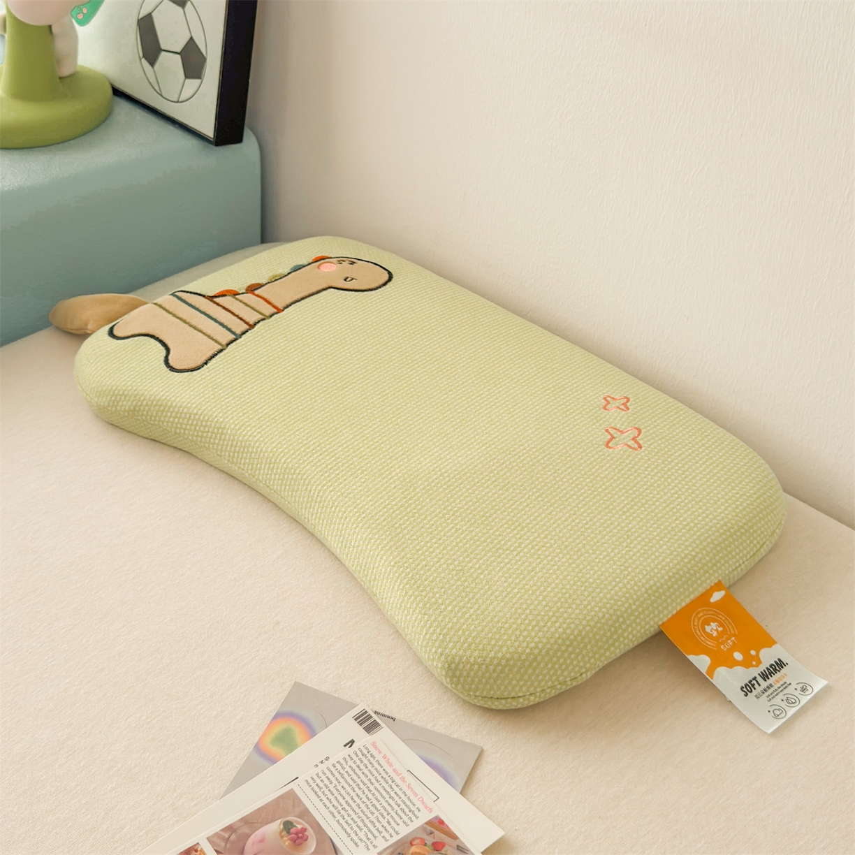91家纺网 家纺一手货源 找家纺 麦肯锡 2025新款卡通小恐龙婴童记忆枕 枕头枕芯 绿色/对