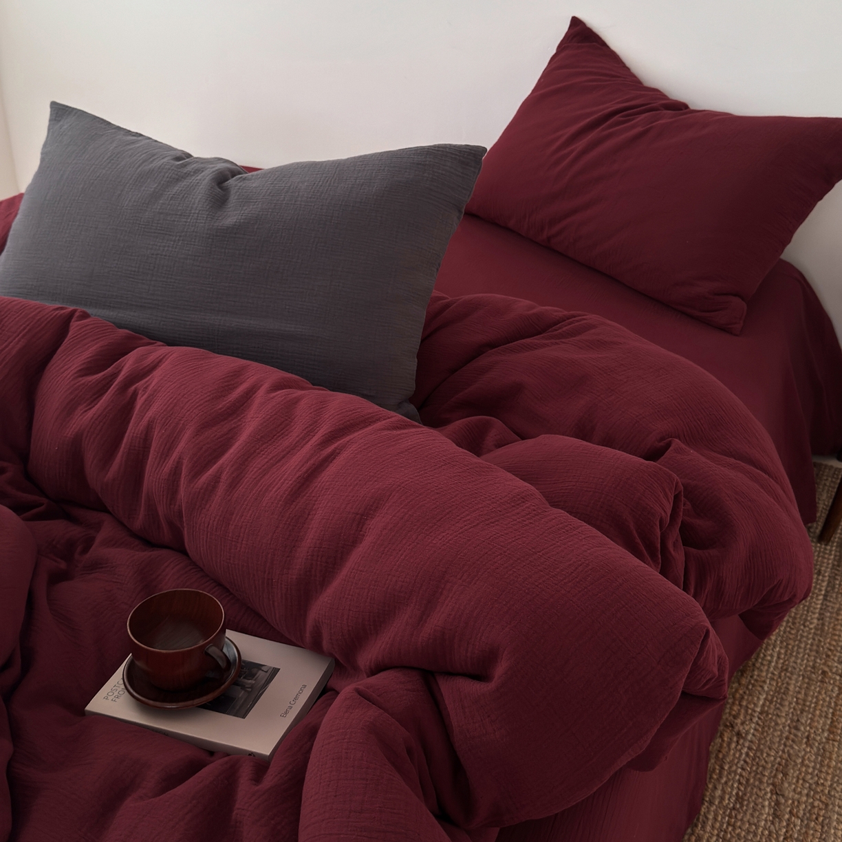 91家纺网 家纺一手货源 找家纺 （总）玖弘家居 2025新款软糯皱皱纱四件套系列