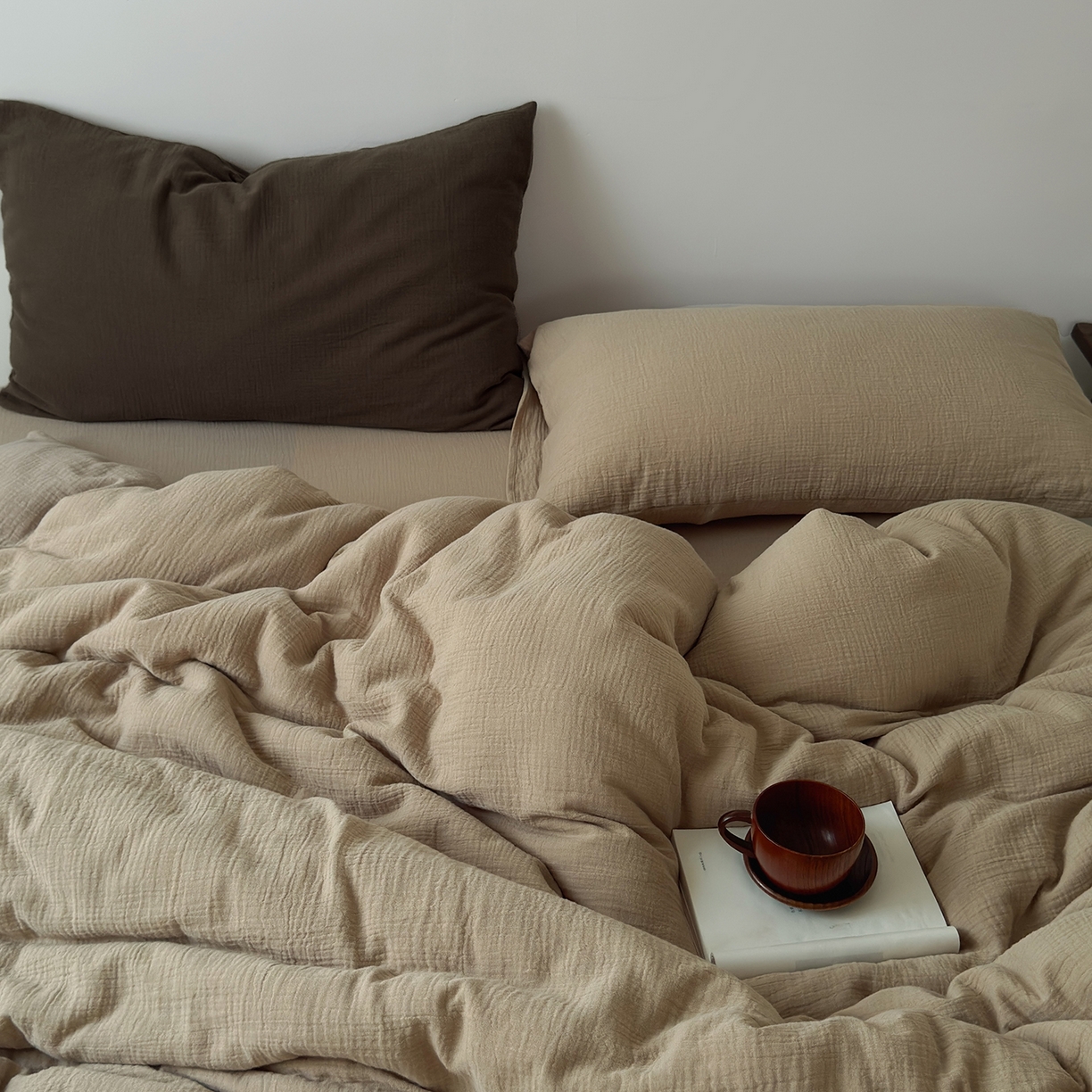 91家纺网 家纺一手货源 找家纺 （总）玖弘家居 2025新款软糯皱皱纱四件套系列