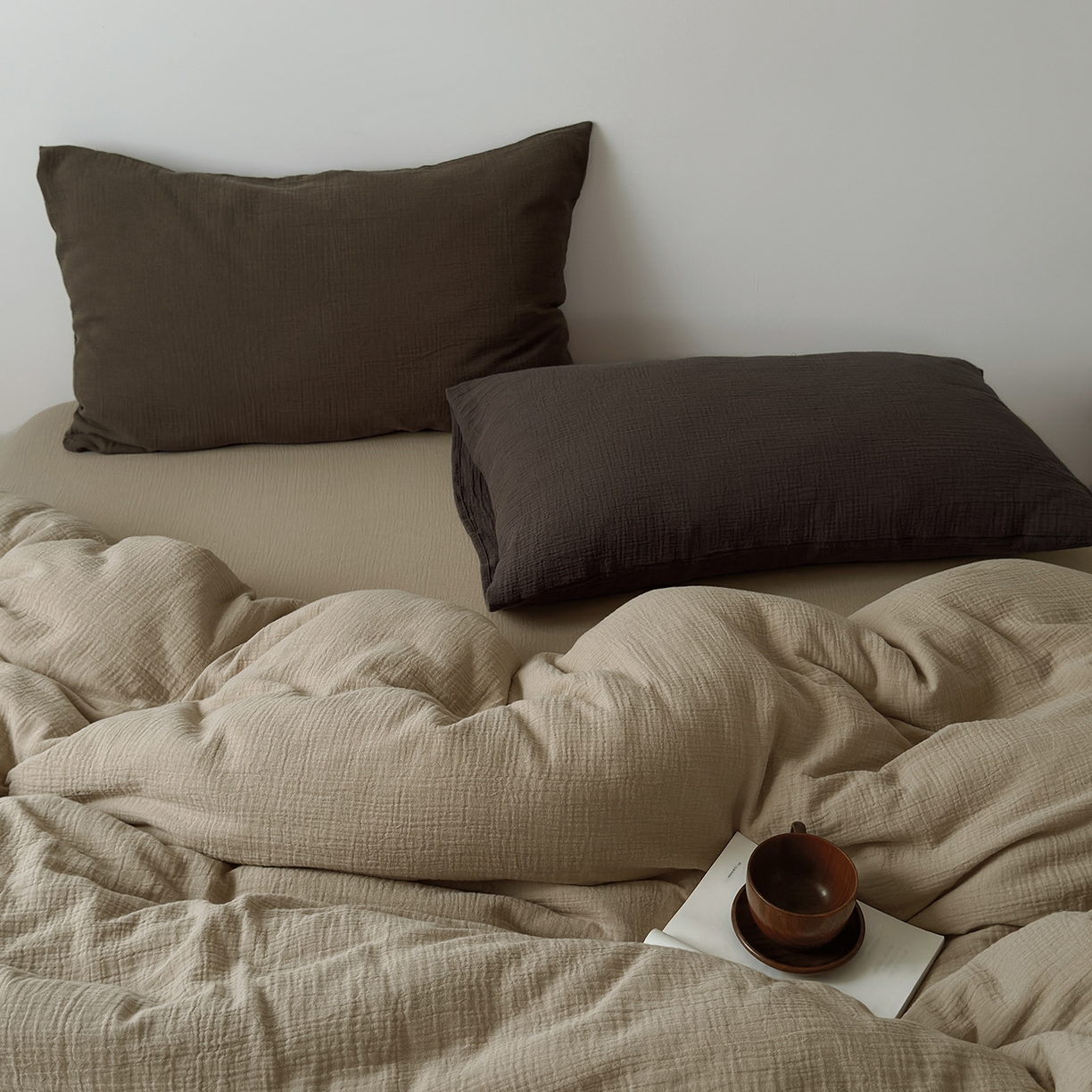 91家纺网 家纺一手货源 找家纺 （总）玖弘家居 2025新款软糯皱皱纱四件套系列