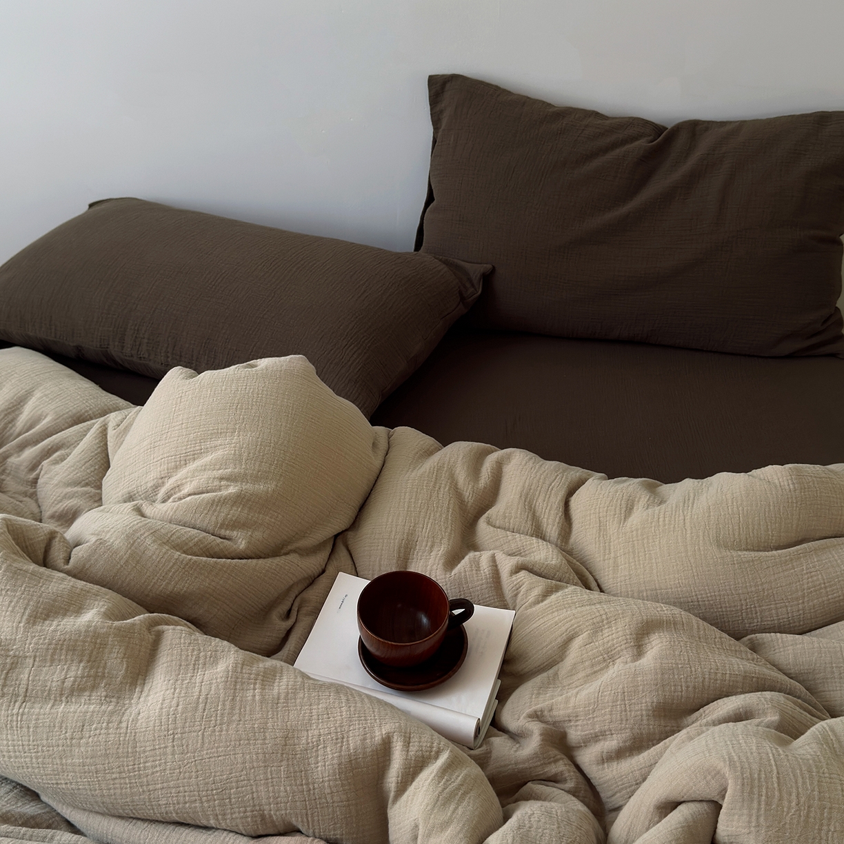 91家纺网 家纺一手货源 找家纺 （总）玖弘家居 2025新款软糯皱皱纱四件套系列