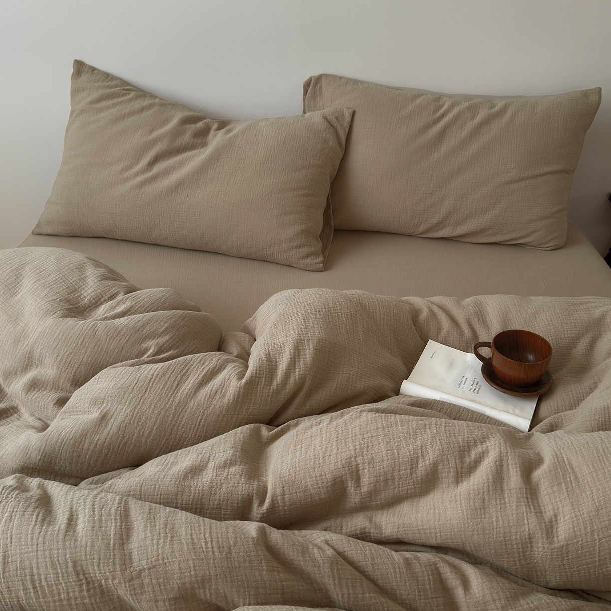 91家纺网 家纺一手货源 找家纺 （总）玖弘家居 2025新款软糯皱皱纱四件套系列