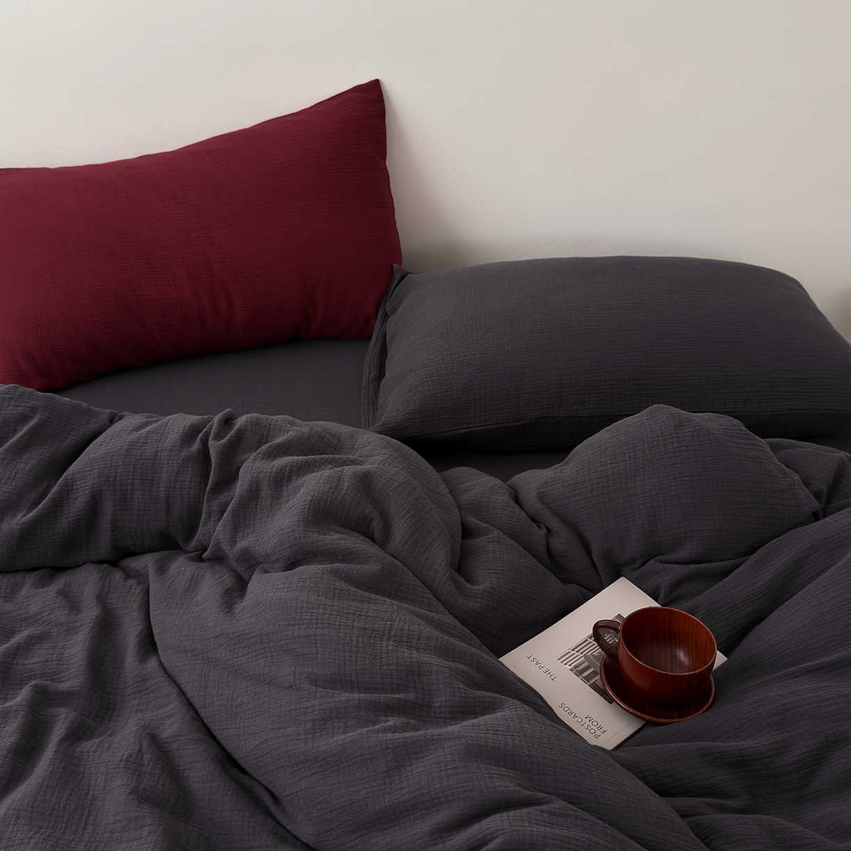 91家纺网 家纺一手货源 找家纺 （总）玖弘家居 2025新款软糯皱皱纱四件套系列