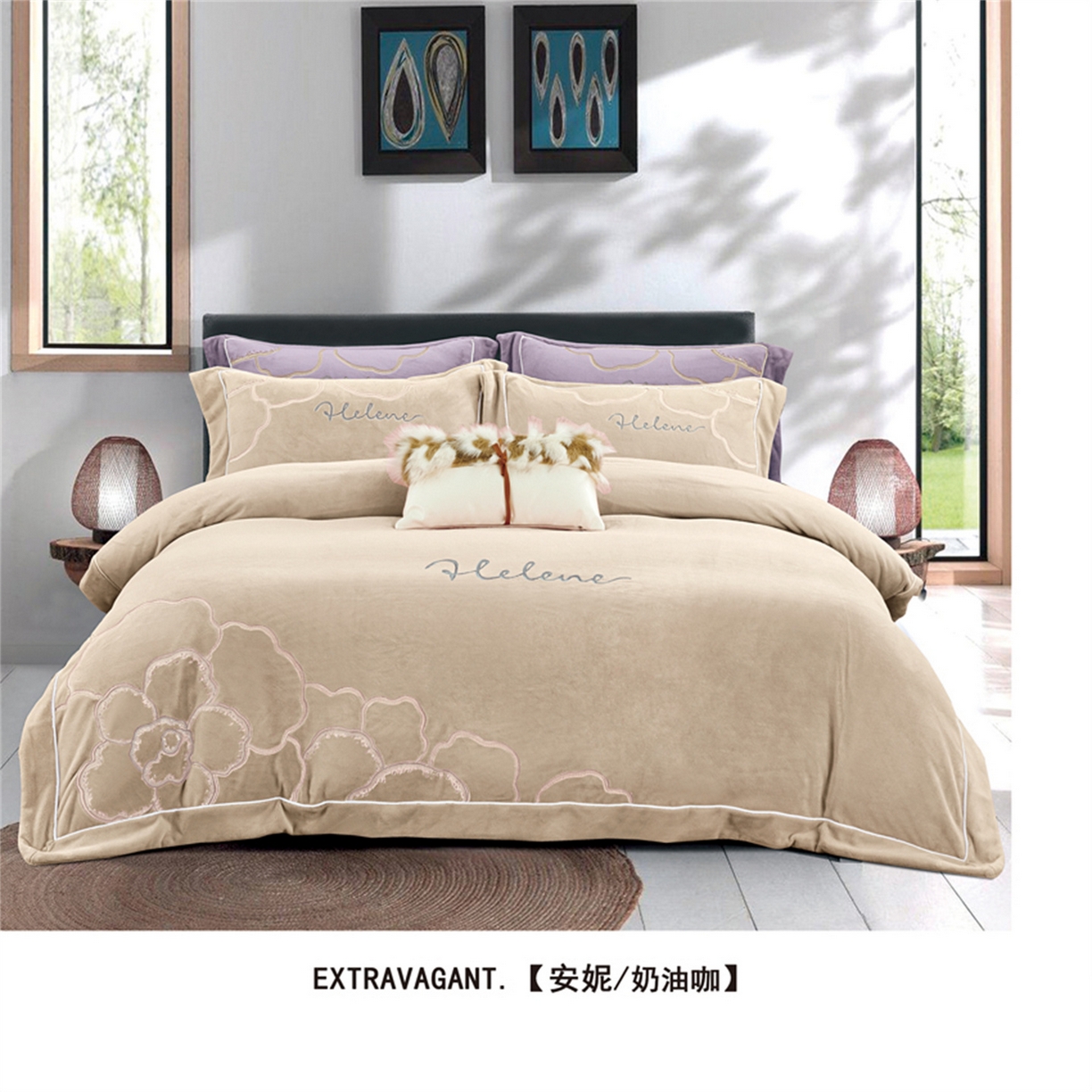 91家纺网 家纺一手货源 找家纺 （总）芯丝路枕业 2025新款蚕丝棉四件套-安妮系列