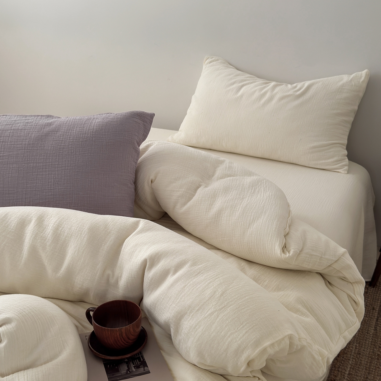 91家纺网 家纺一手货源 找家纺 （总）玖弘家居 2025新款软糯皱皱纱四件套系列