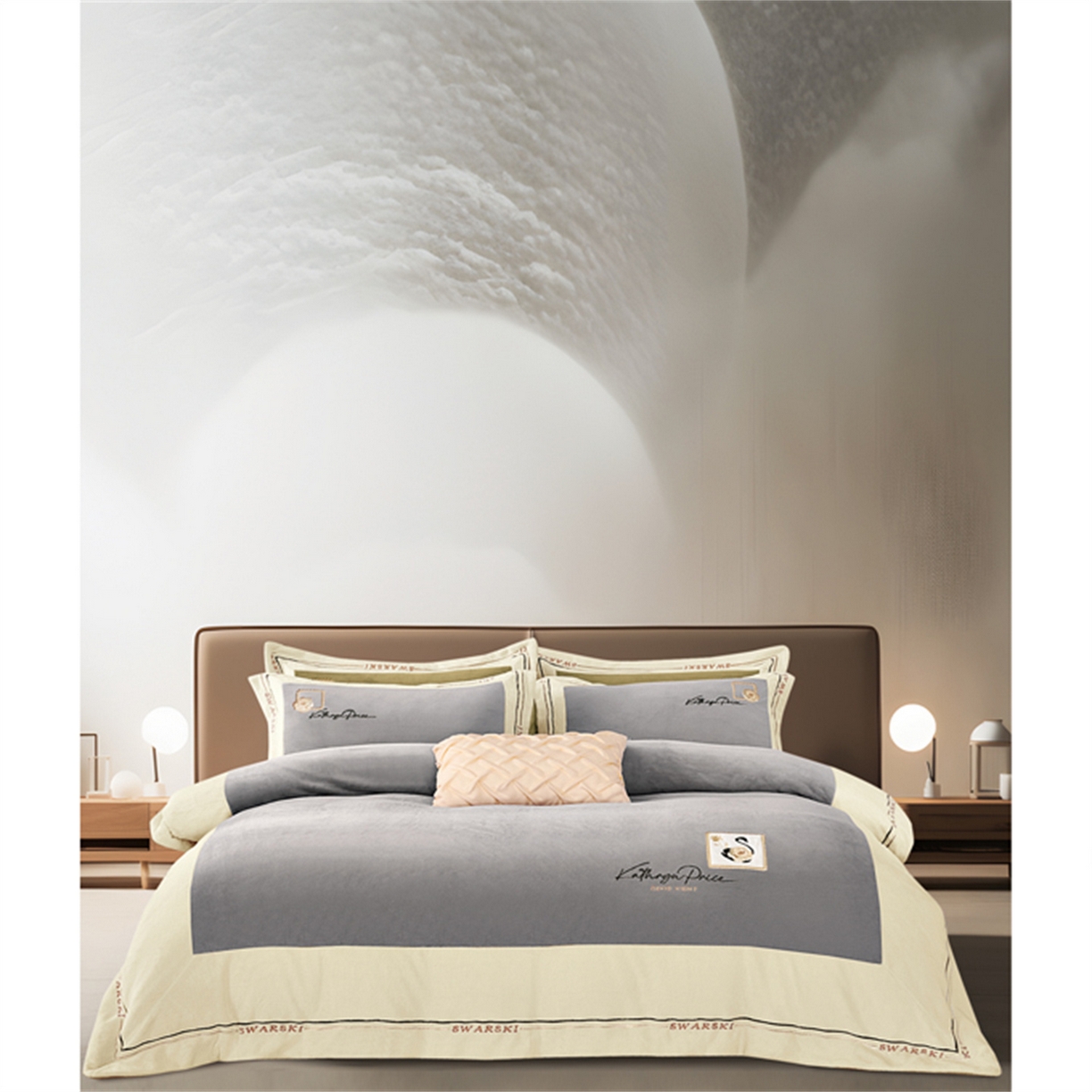 芯丝路枕业 2025新款蚕丝棉四件套-洛丽塔系列 高级灰