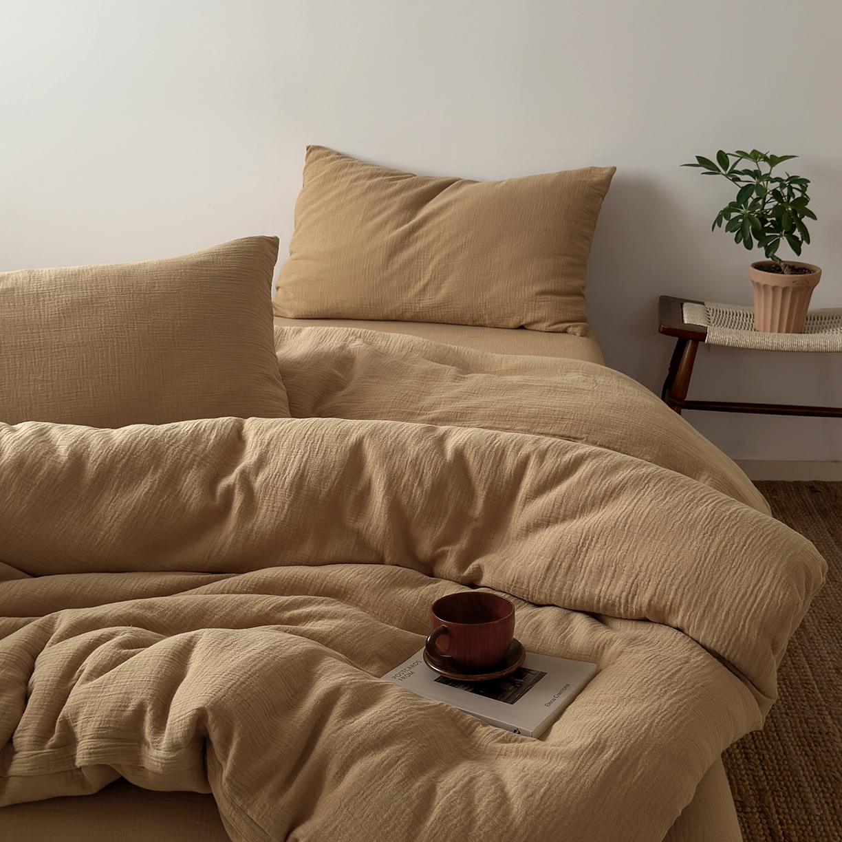 91家纺网 家纺一手货源 找家纺 （总）玖弘家居 2025新款软糯皱皱纱四件套系列