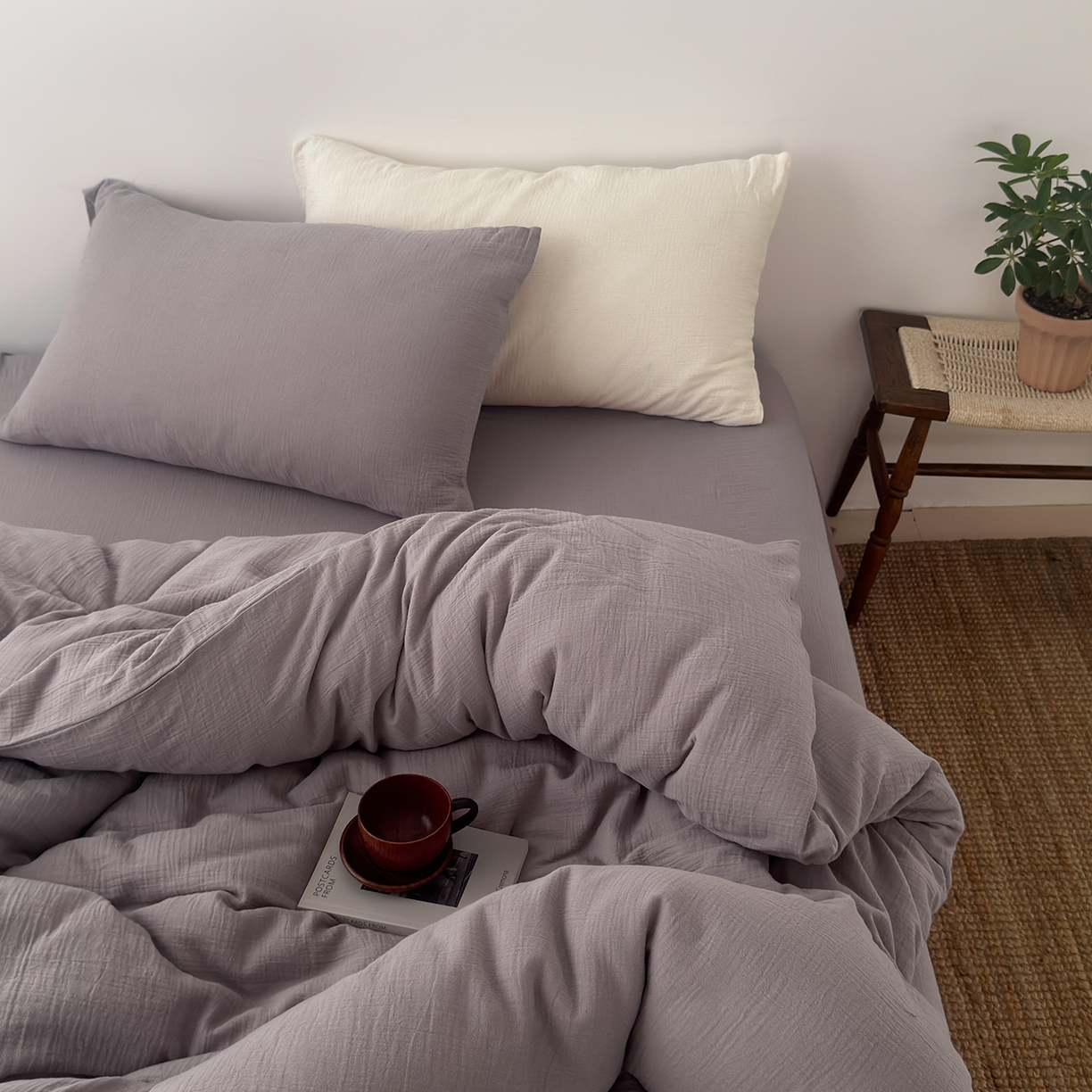 91家纺网 家纺一手货源 找家纺 （总）玖弘家居 2025新款软糯皱皱纱四件套系列