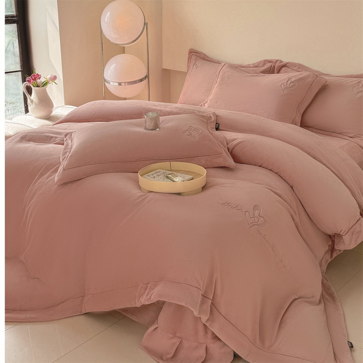 芯丝路家纺 2025新款蚕丝棉四件套-心相印系列 月桃粉