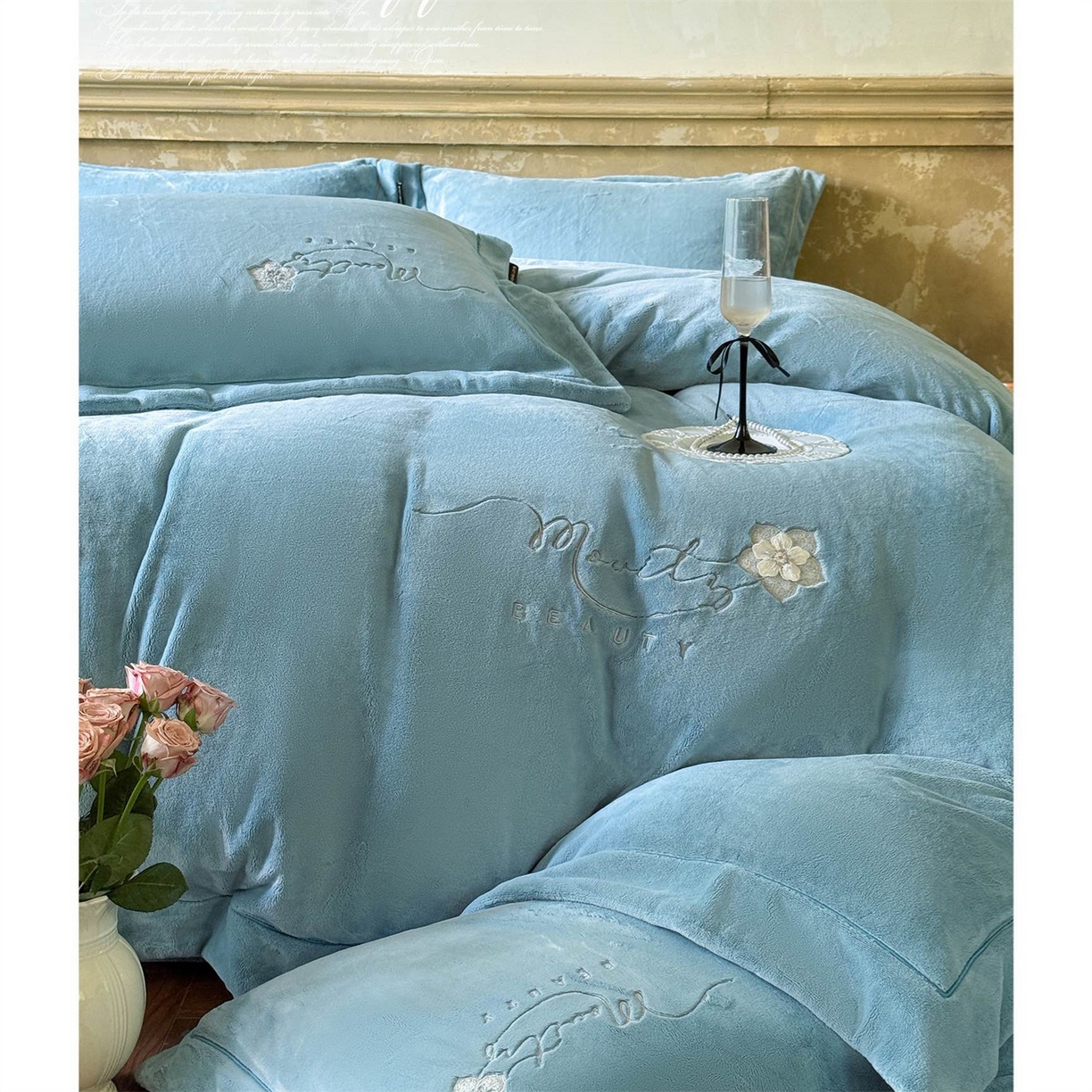 芯丝路枕业 2025新款蚕丝棉四件套-流萤系列 天空蓝