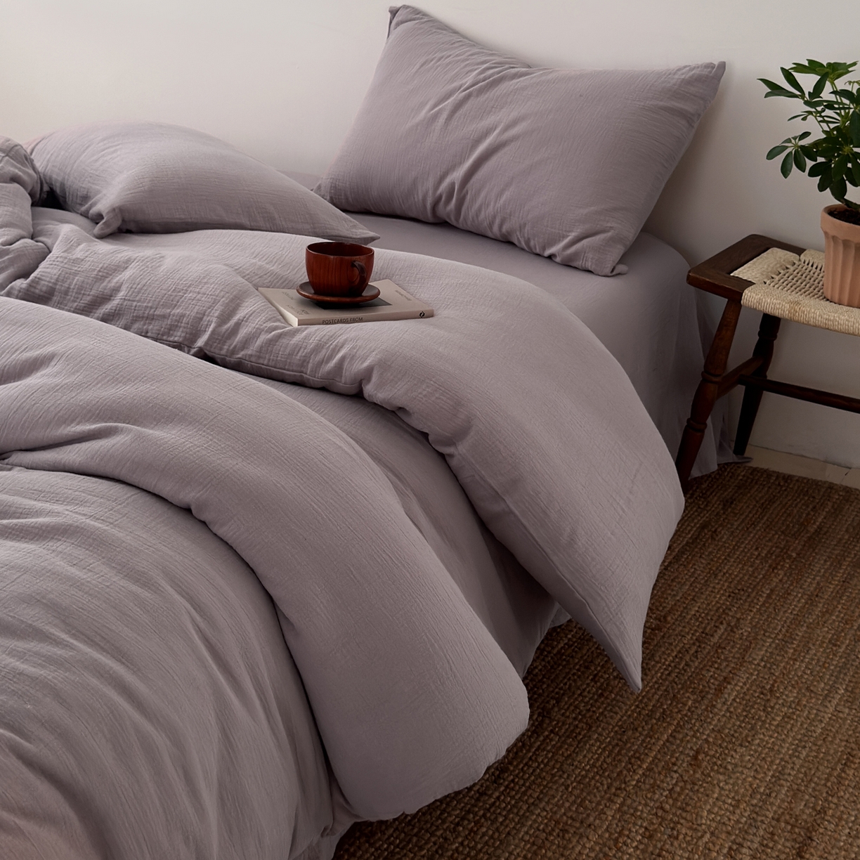 玖弘家居 2025新款软糯皱皱纱单品被套系列 芋紫