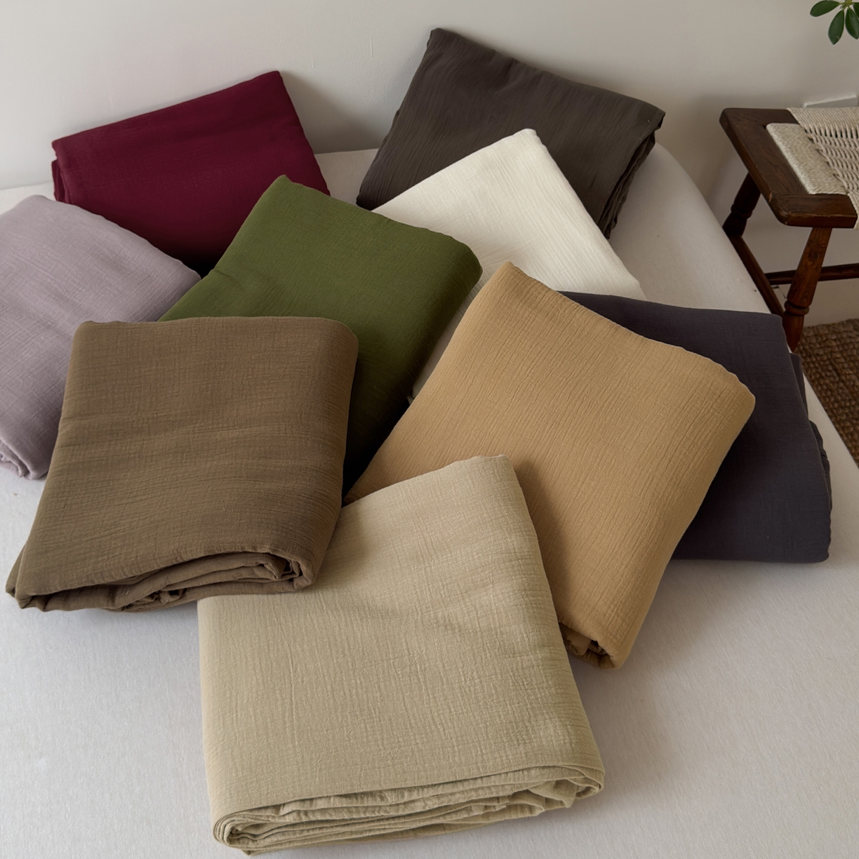 91家纺网 家纺一手货源 找家纺 玖弘家居 2025新款软糯皱皱纱单品被套系列 组合