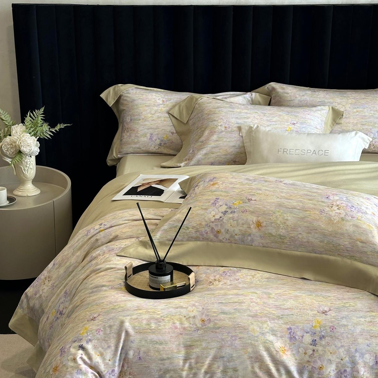 91家纺网 家纺一手货源 找家纺 2025新款全棉磨毛数码印花-花语 花语-绿