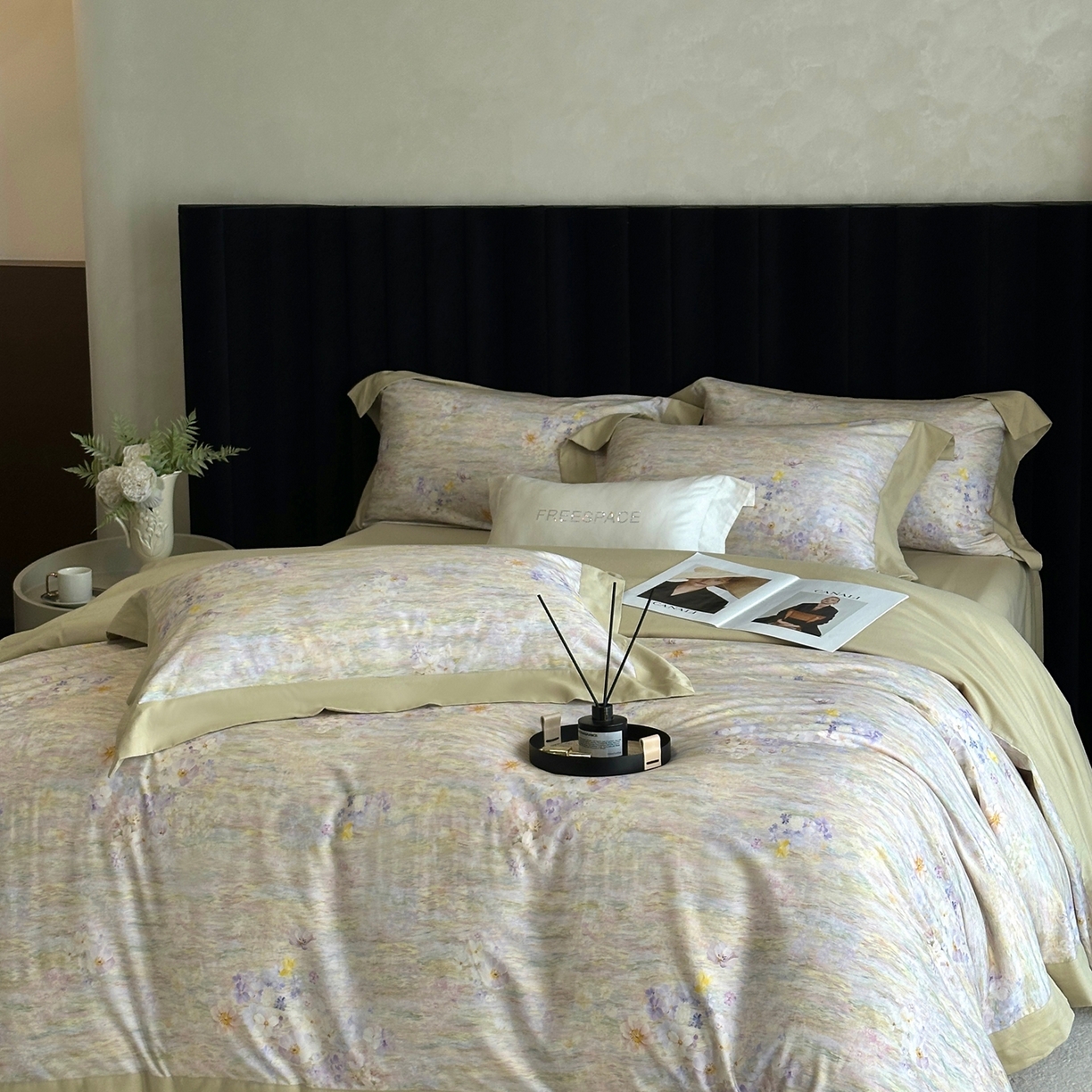 91家纺网 家纺一手货源 找家纺 2025新款全棉磨毛数码印花-花语 花语-绿