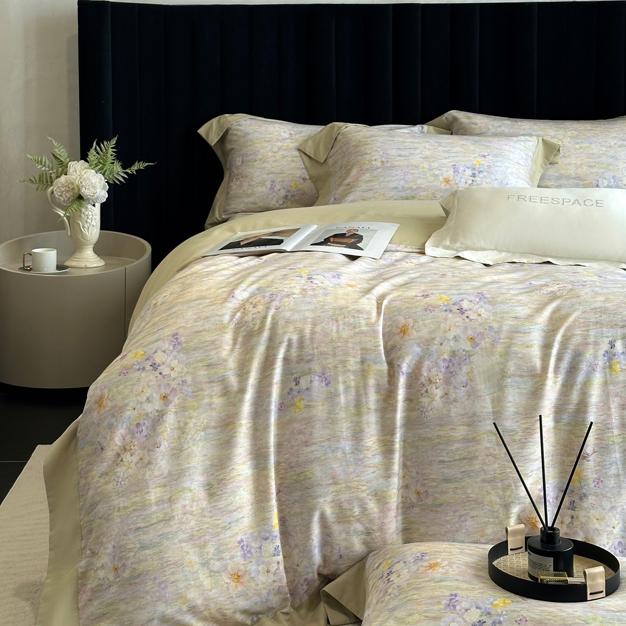 91家纺网 家纺一手货源 找家纺 2025新款全棉磨毛数码印花-花语 花语-绿