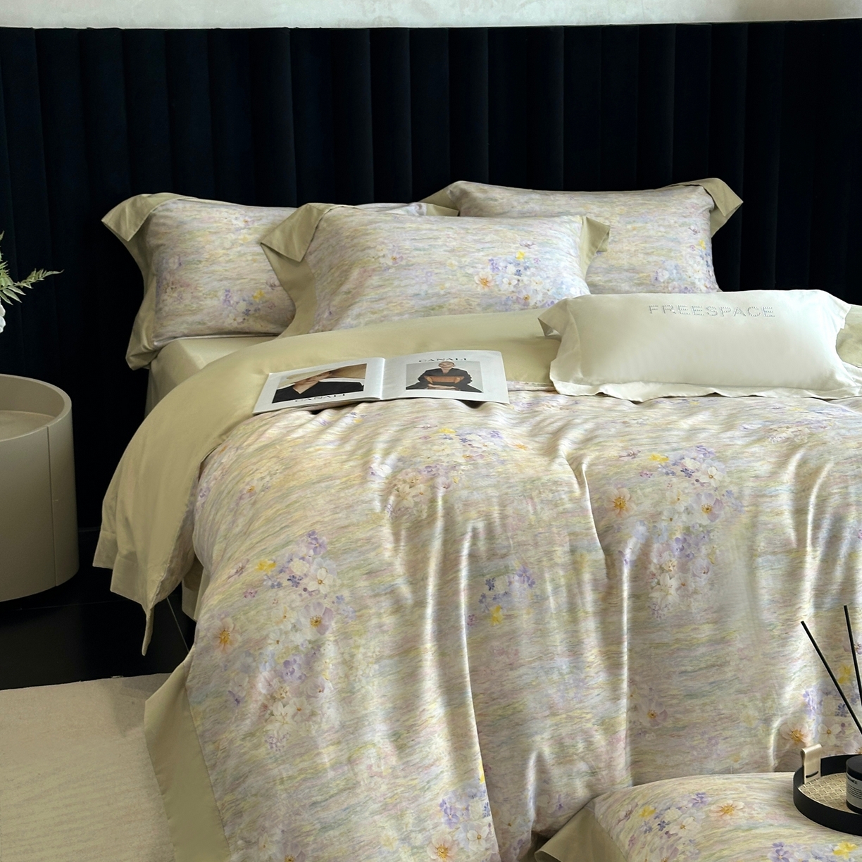 91家纺网 家纺一手货源 找家纺 2025新款全棉磨毛数码印花-花语 花语-绿