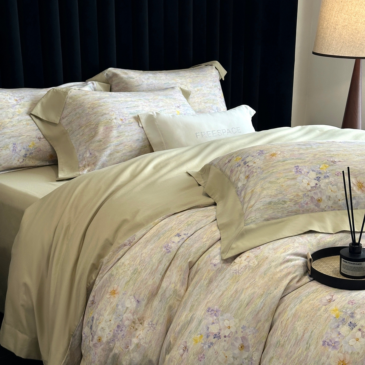 91家纺网 家纺一手货源 找家纺 2025新款全棉磨毛数码印花-花语 花语-绿