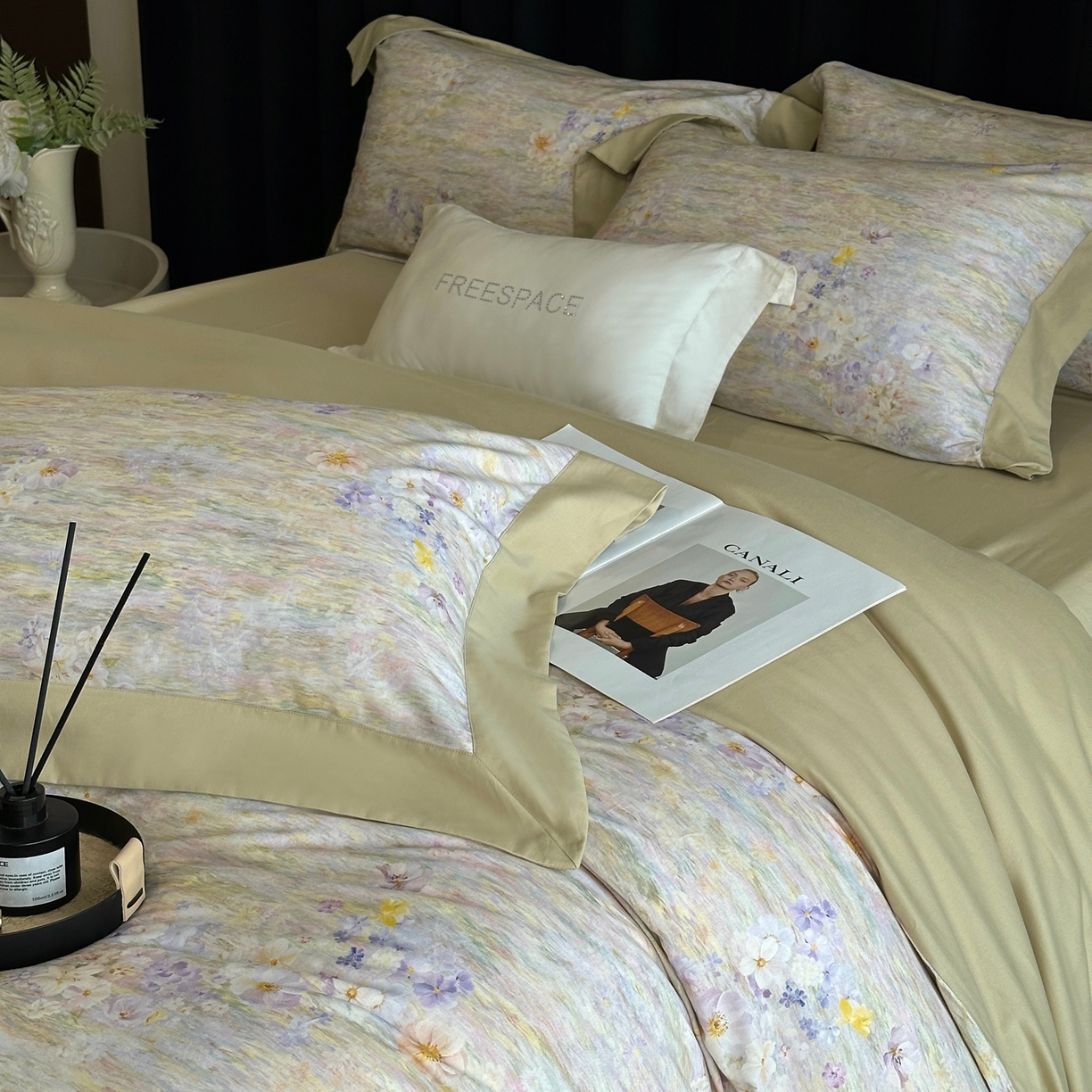 91家纺网 家纺一手货源 找家纺 2025新款全棉磨毛数码印花-花语 花语-绿