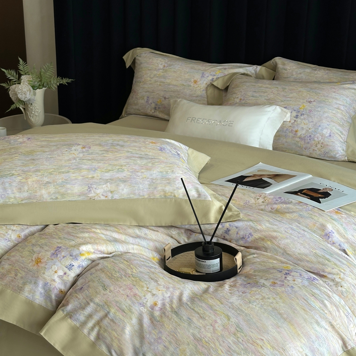 91家纺网 家纺一手货源 找家纺 2025新款全棉磨毛数码印花-花语 花语-绿