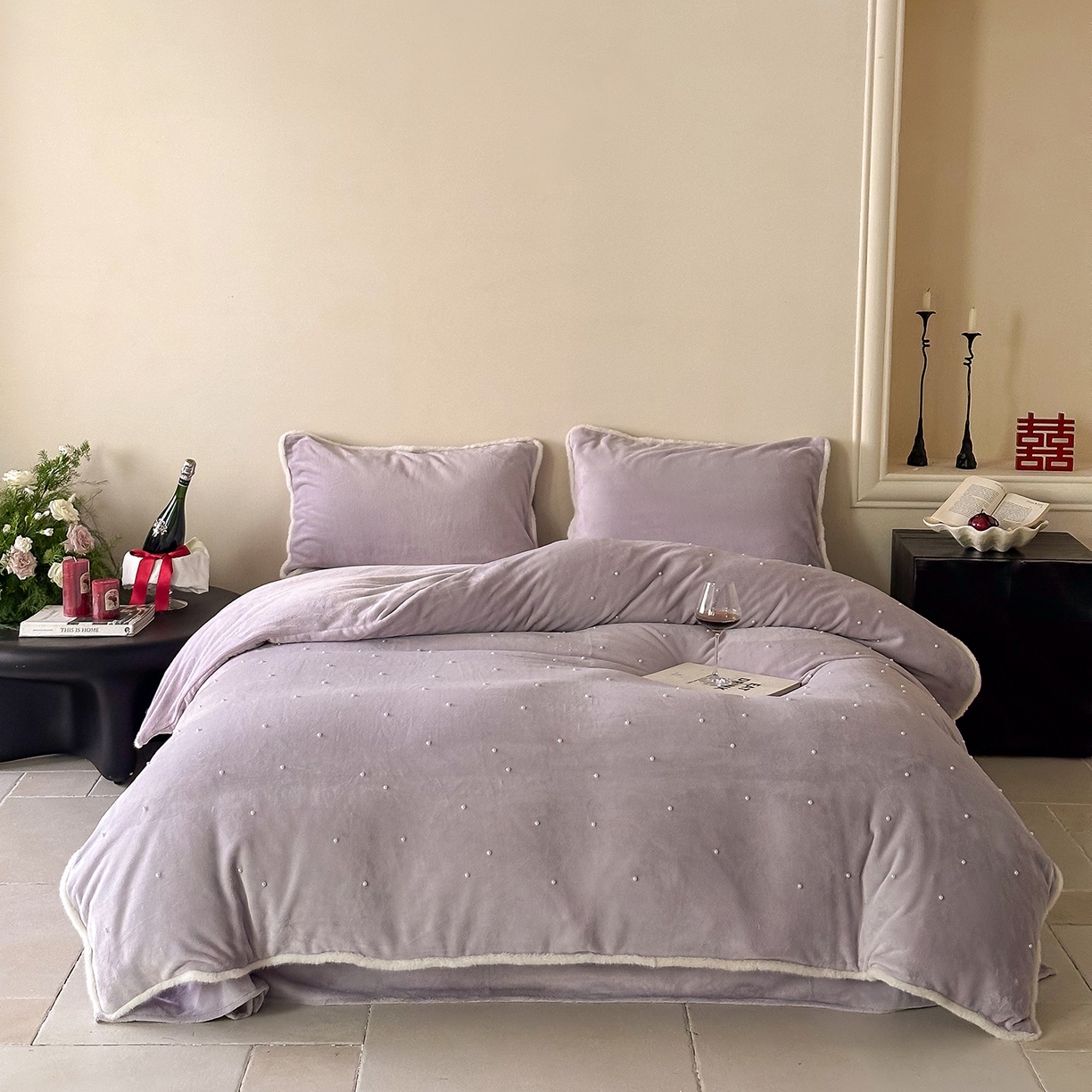 91家纺网 家纺一手货源 找家纺 （总）西西家居 2025新款正宗230g全消光牛奶绒四件套-月落星河