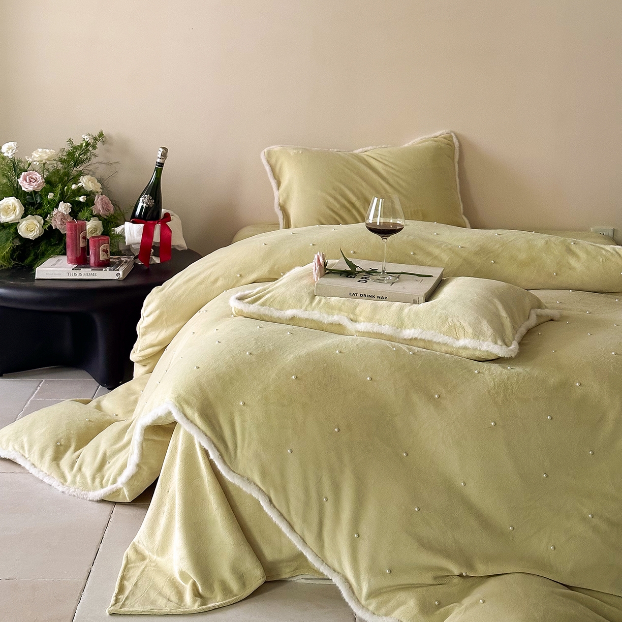 91家纺网 家纺一手货源 找家纺 西西家居 2025新款正宗230g全消光牛奶绒四件套-月落星河 月落星河-青