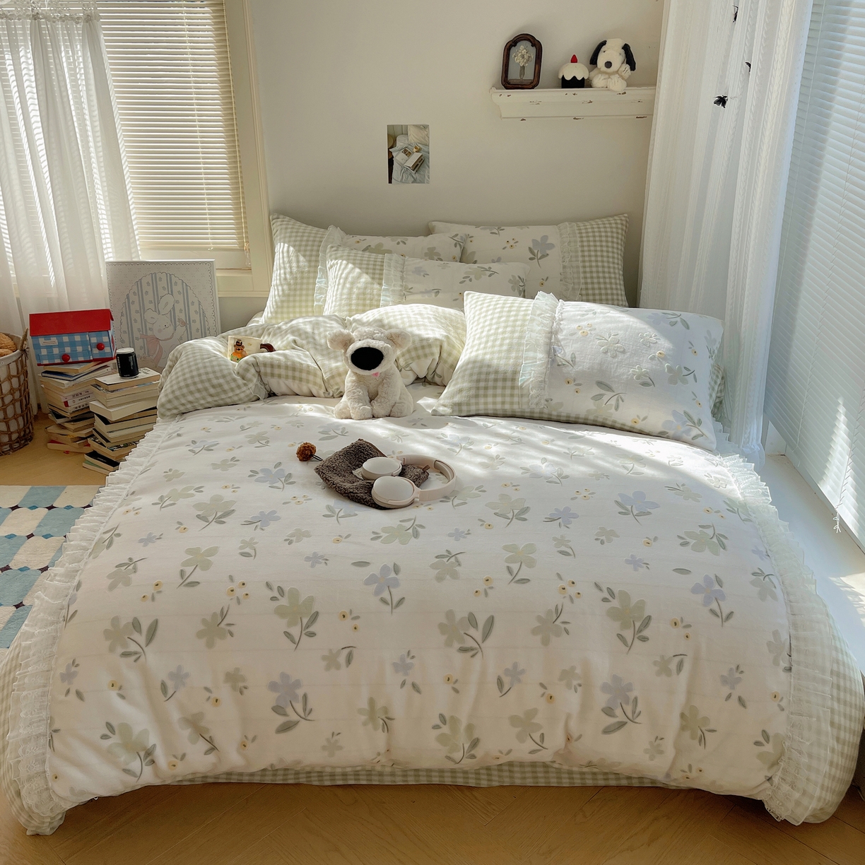 91家纺网 家纺一手货源 找家纺 （总）瑞莱 2025秋冬高克重韩系蕾丝花边雕花绒四件套