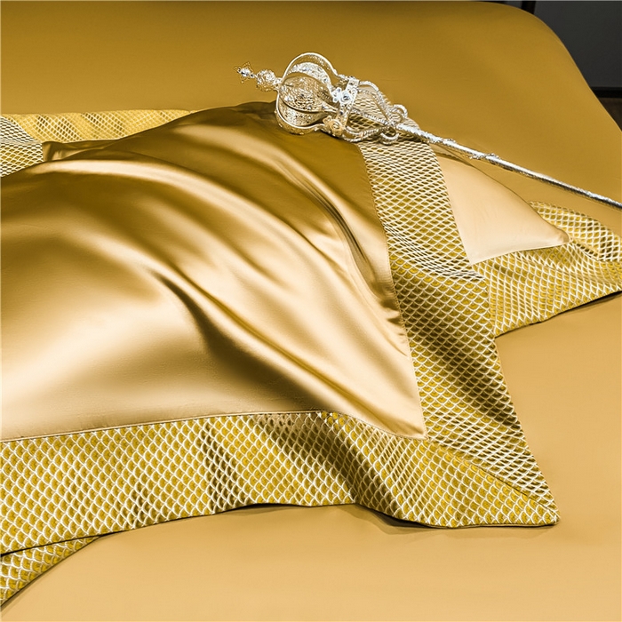 91家纺网 家纺一手货源 找家纺 OL家纺 2025新款高精密色织大提花四件套-系列一 梦巴黎姜黄