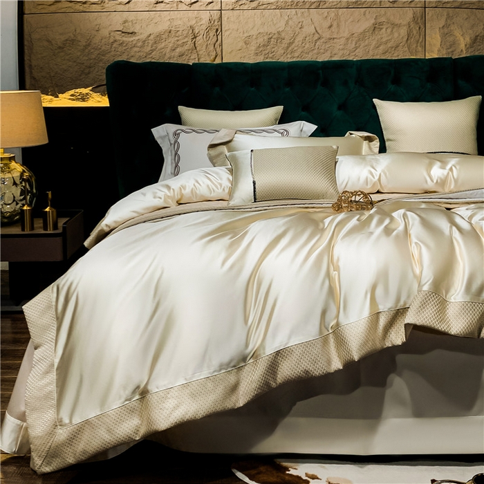 91家纺网 家纺一手货源 找家纺 OL家纺 2025新款高精密色织大提花四件套-系列一 梦巴黎米黄