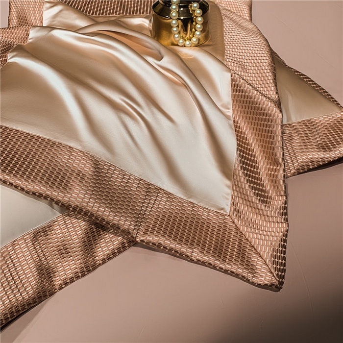 91家纺网 家纺一手货源 找家纺 OL家纺 2025新款高精密色织大提花四件套-系列一 梦巴黎奶茶色