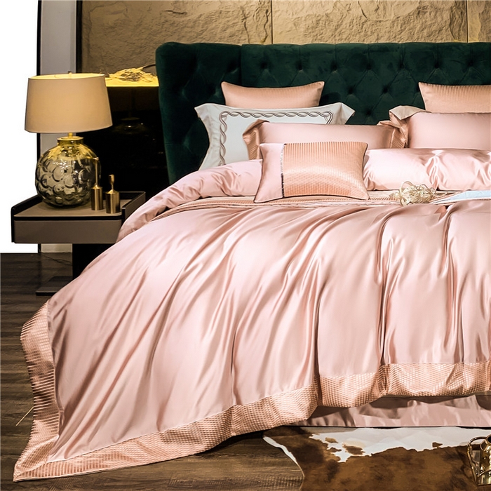 91家纺网 家纺一手货源 找家纺 OL家纺 2025新款高精密色织大提花四件套-系列一 梦巴黎少女粉