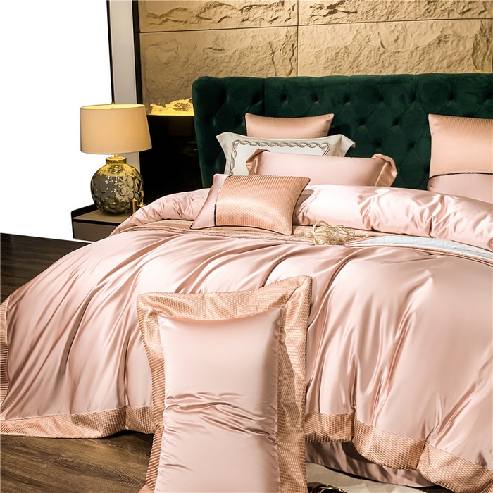 91家纺网 家纺一手货源 找家纺 OL家纺 2025新款高精密色织大提花四件套-系列一 梦巴黎少女粉