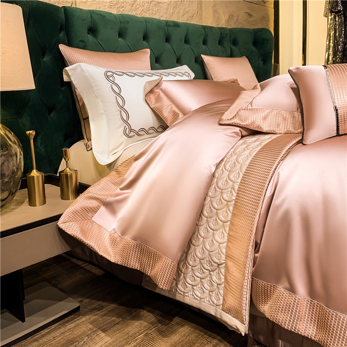 91家纺网 家纺一手货源 找家纺 OL家纺 2025新款高精密色织大提花四件套-系列一 梦巴黎少女粉