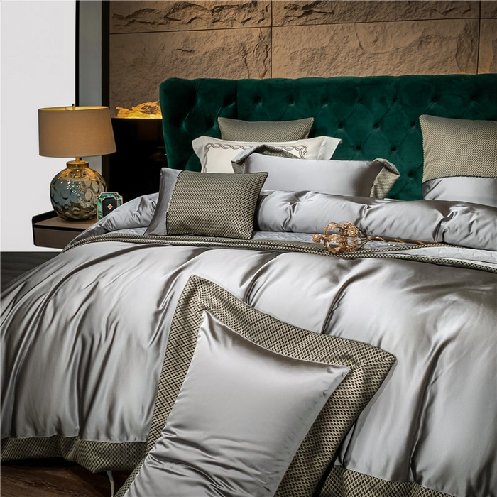 91家纺网 家纺一手货源 找家纺 OL家纺 2025新款高精密色织大提花四件套-系列一 梦巴黎曙光银