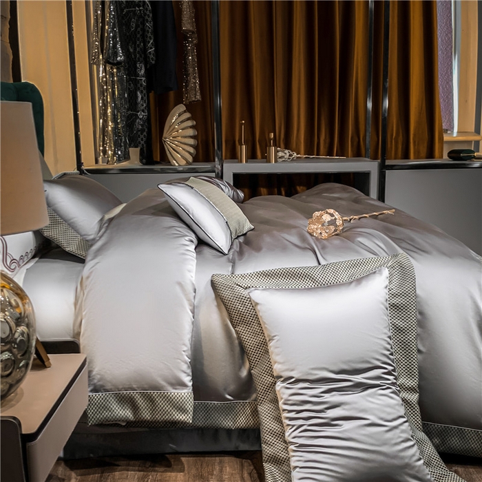 91家纺网 家纺一手货源 找家纺 OL家纺 2025新款高精密色织大提花四件套-系列一 梦巴黎曙光银