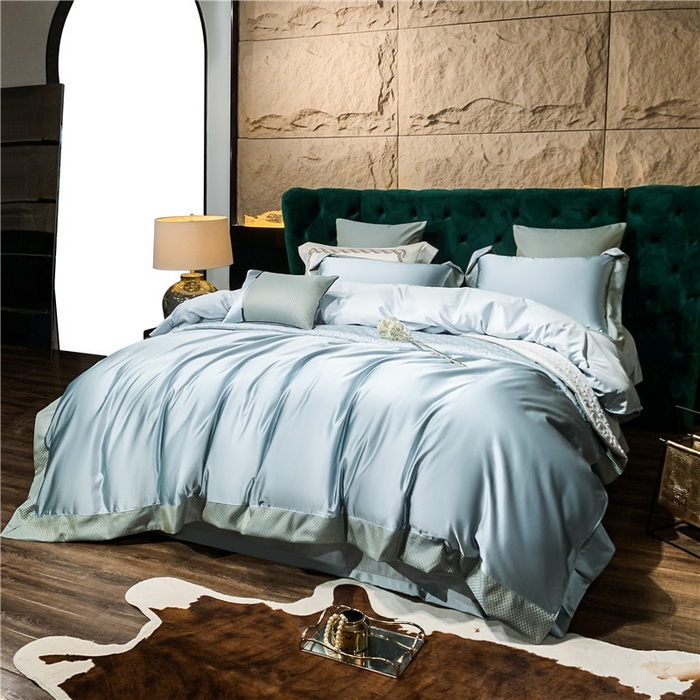 91家纺网 家纺一手货源 找家纺 OL家纺 2025新款高精密色织大提花四件套-系列一 梦巴黎远峰蓝