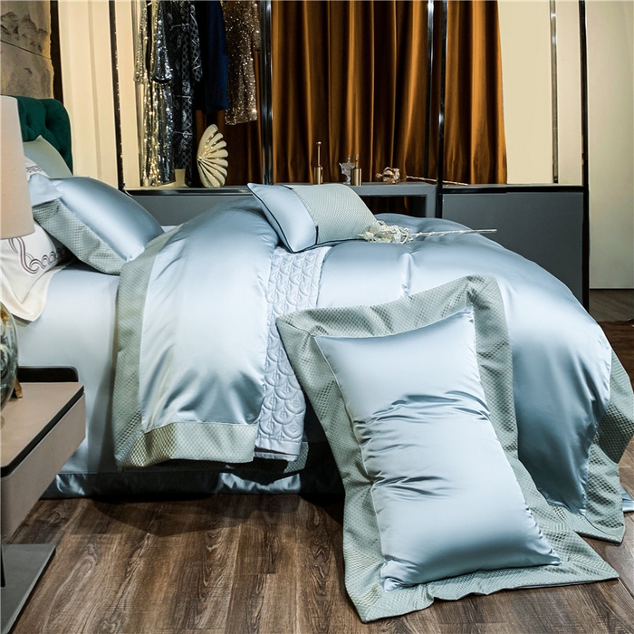 91家纺网 家纺一手货源 找家纺 OL家纺 2025新款高精密色织大提花四件套-系列一 梦巴黎远峰蓝