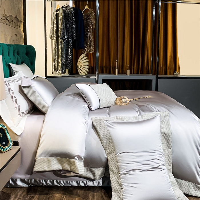 91家纺网 家纺一手货源 找家纺 OL家纺 2025新款高精密色织大提花四件套-系列一 梦巴黎月光白