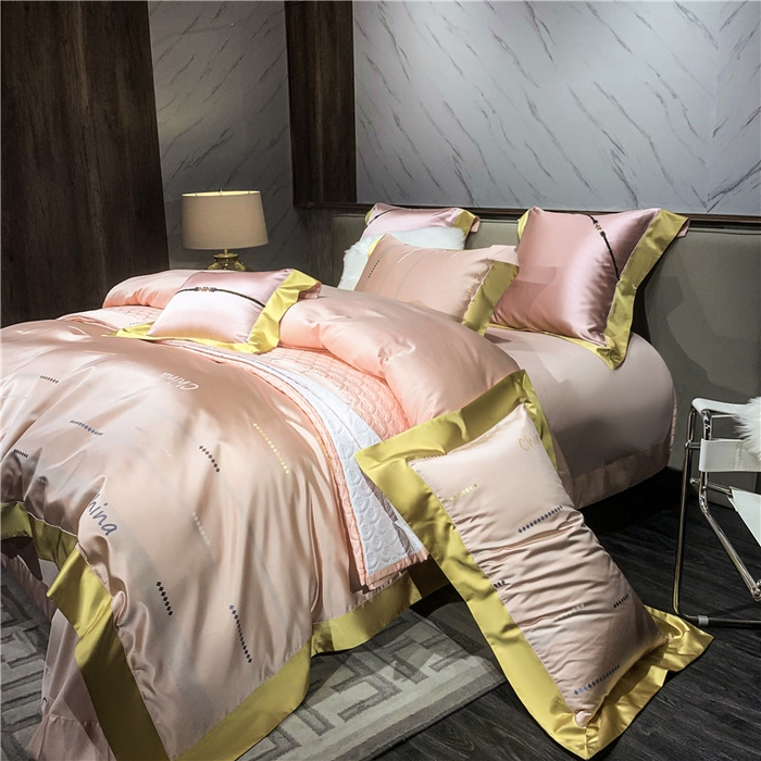 91家纺网 家纺一手货源 找家纺 OL家纺 2025新款高精密色织大提花四件套-系列一 China粉