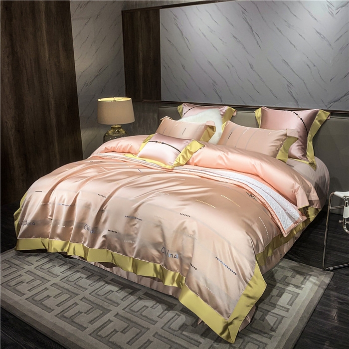 91家纺网 家纺一手货源 找家纺 OL家纺 2025新款高精密色织大提花四件套-系列一 China粉