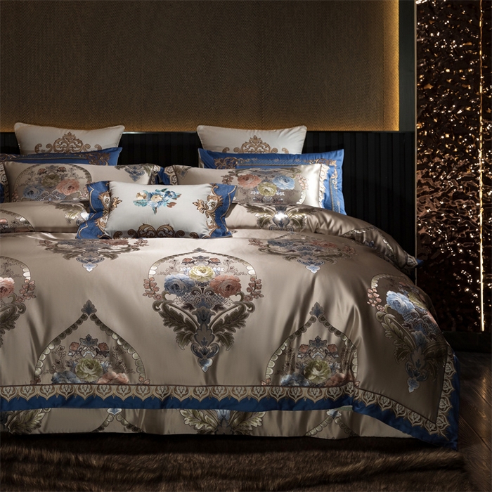 91家纺网 家纺一手货源 找家纺 OL家纺 2025新款高精密色织大提花四件套-系列二 欧式米驼