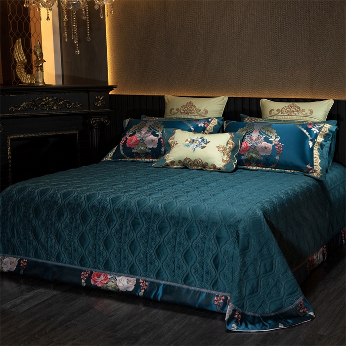 91家纺网 家纺一手货源 找家纺 OL家纺 2025新款高精密色织大提花四件套-系列二 欧式墨绿